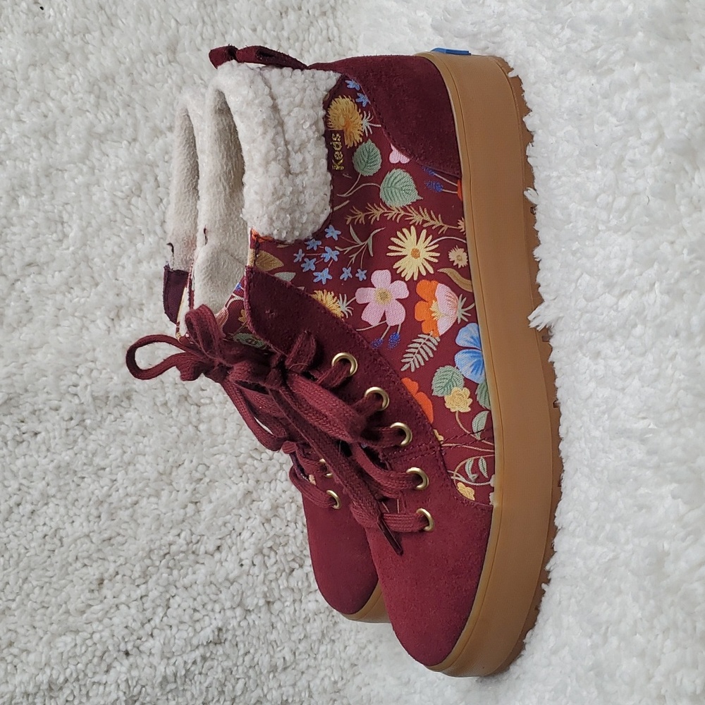 Keds Women's Burgundy Floral High-Top Sneakers - Picture 3 of 9